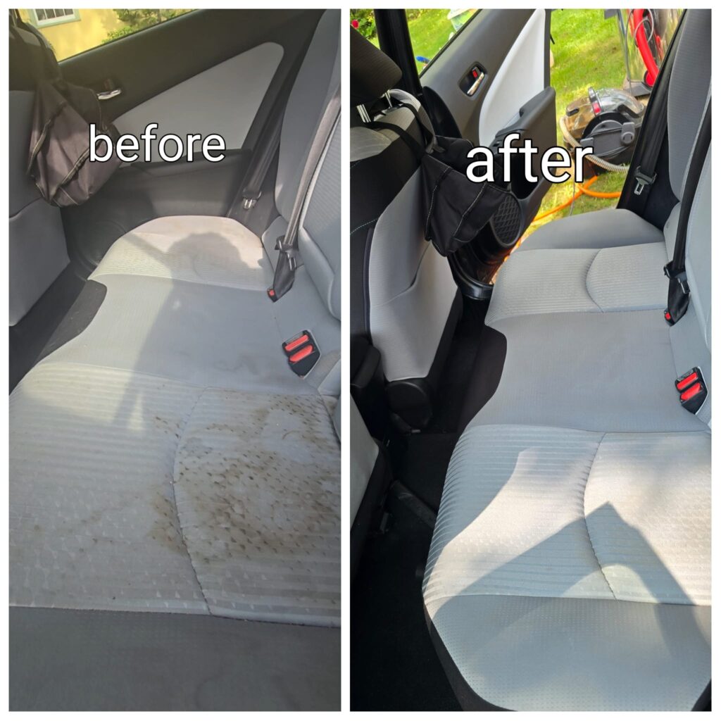Sedan interior detailing in Portland Maine by Care Clean Mobile Detailing
